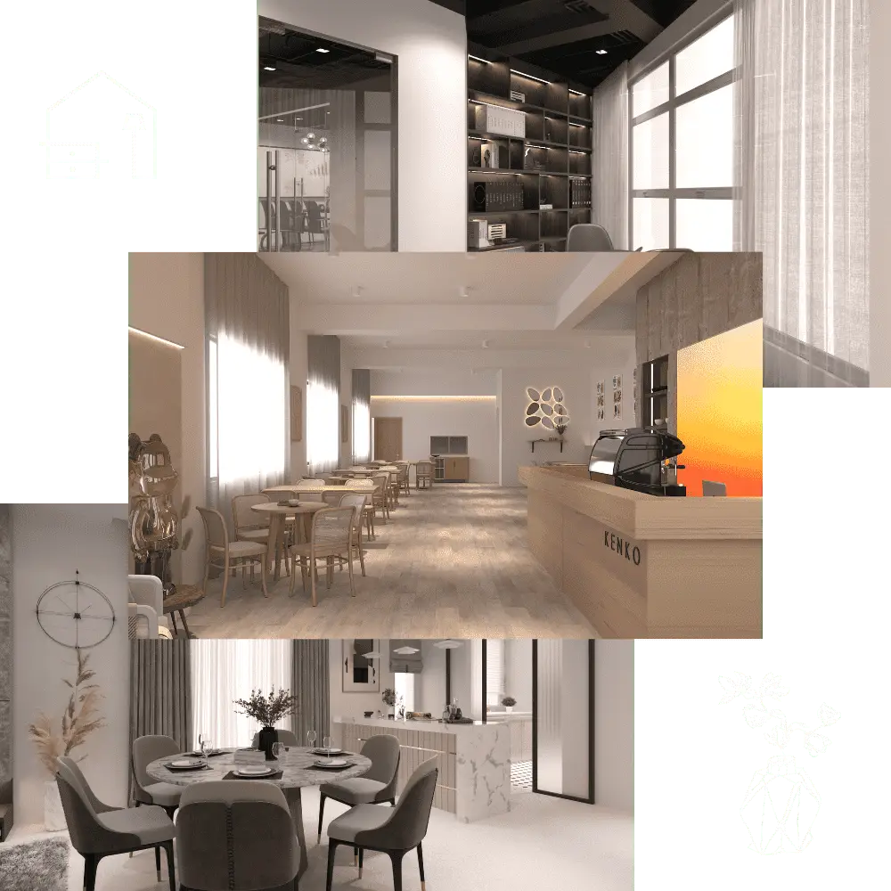 Luxury dining area interior design with marble kitchen in Kuala Lumpur Malaysia